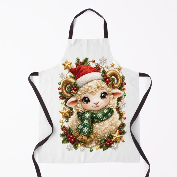 Item preview, Aries Zodiac Christmas Ram with Santa Hat designed and sold by Zodiac Celestial Art.