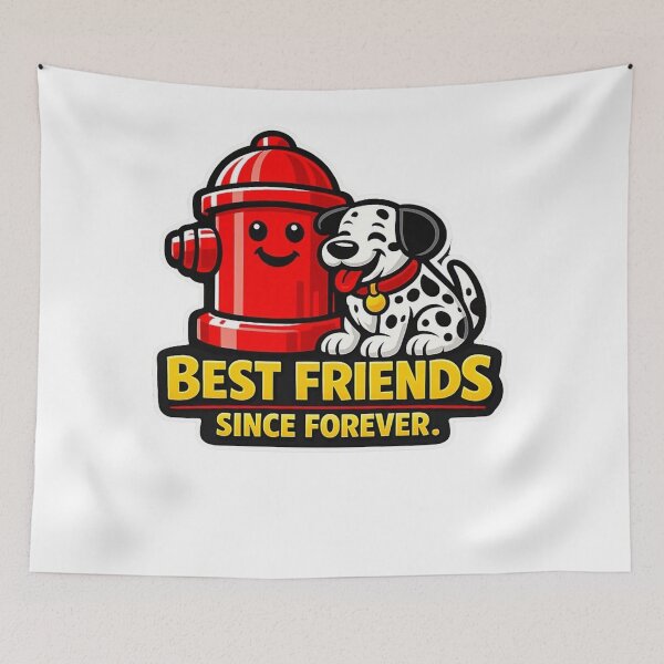 Item preview, Best Friends Since Forever – Dalmatian and Fire Hydrant Sticker with Universal Contrast   designed and sold by Timeless Junction.