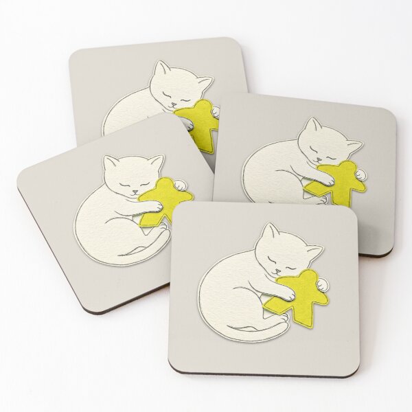 Item preview, Adorable Sleeping Cat Hugs Yellow Meeple Paper Art  designed and sold by TackyTime.