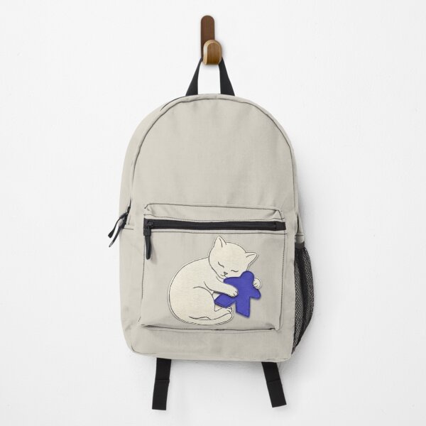 Item preview, Adorable Sleeping Cat Hugs Blue Meeple Paper Art designed and sold by TackyTime.