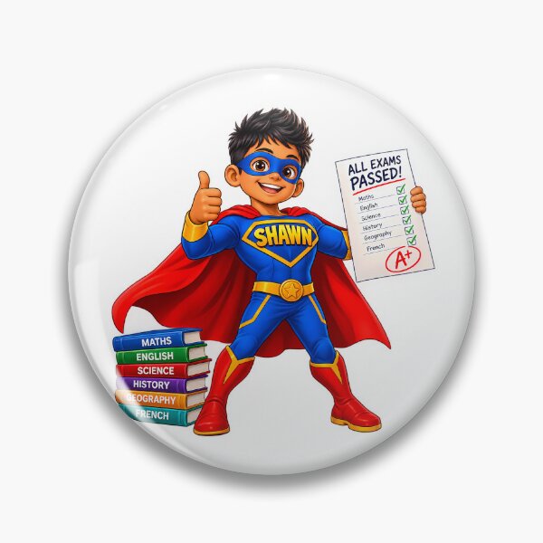 Item preview, Shawn the Superhero – Passed All Exams Kids Graduation Cartoon designed and sold by PING 999 STUDIO.