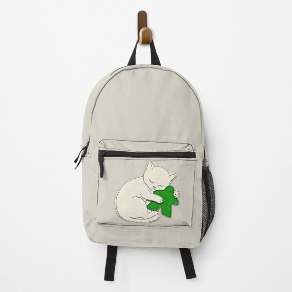 Item preview, Adorable Sleeping Cat Hugs Green Meeple Paper Art designed and sold by TackyTime.