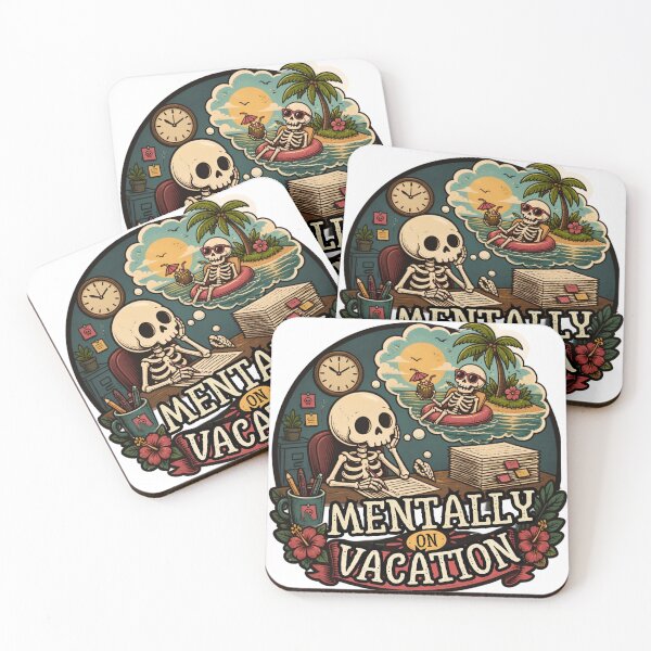 Item preview, Mentally on Vacation – Funny Cute Dark Skeleton Relatable Humor designed and sold by Rood Art Studio.