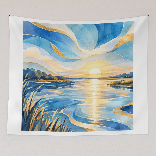 Item preview, Sunset on the Paraná River - Celeste y Blanca Collection designed and sold by Esencia Argentina.