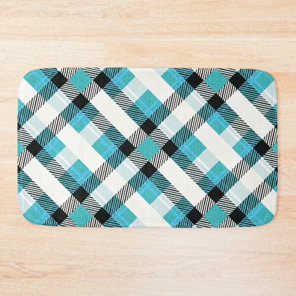 Item preview, Classic Turquoise White Checkered Fabric Pattern designed and sold by Jeffrey-Jeffrey.