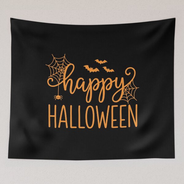 Item preview, Happy Halloween Cute Spiderweb Bats Typography designed and sold by HometownCozyCo.