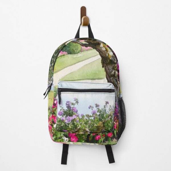 Item preview, Formal Garden with Blooming Tree — digital Watercolor Landscape Art designed and sold by M.ALK.Watercolor.