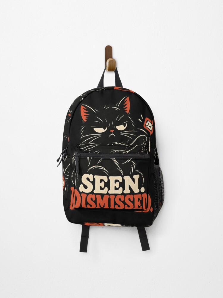 Thumbnail 1 von 3, Rucksack, Seen Dismissed Sarcastic Black Cat Reaction Meme designt und verkauft von MOTIFOLK.