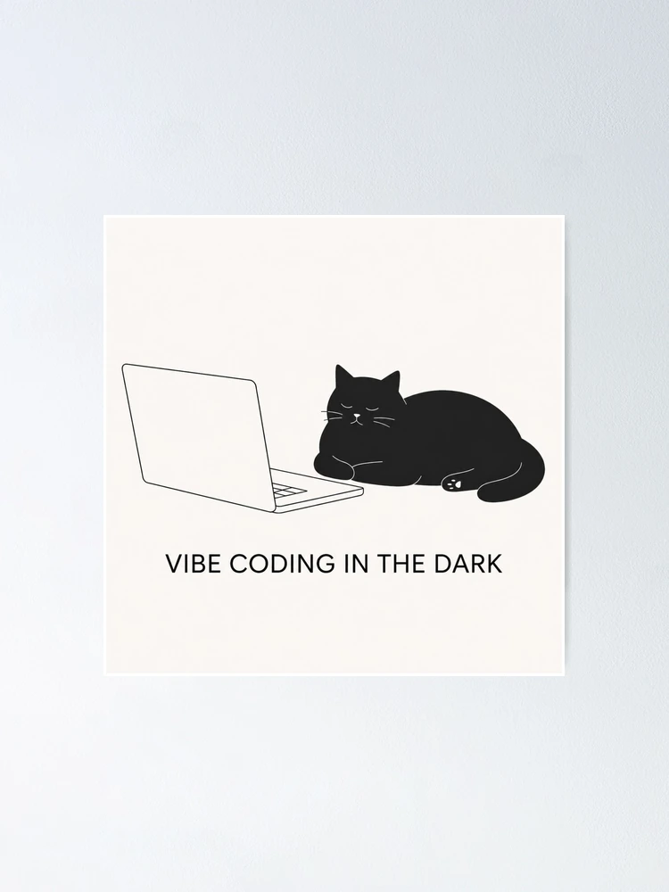 Thumbnail 1 of 3, Poster, Minimalist Jigsaw Coding Cat - Vibe Coding designed and sold by RadiVector Studio.