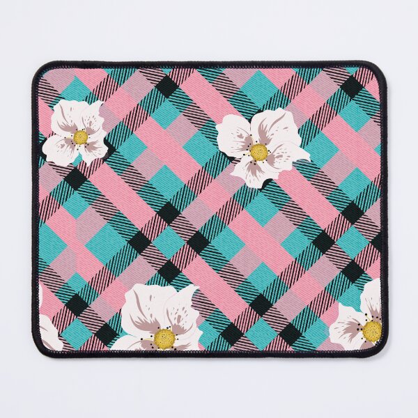 Item preview, Seamless Floral Pink Turquoise Plaid Pattern designed and sold by Jeffrey-Jeffrey.