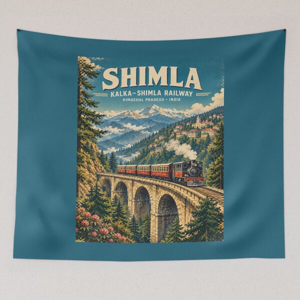 Item preview, Shimla Kalka-Shimla Railway Vintage Mountain Train Travel Poster designed and sold by Globalcitytees.