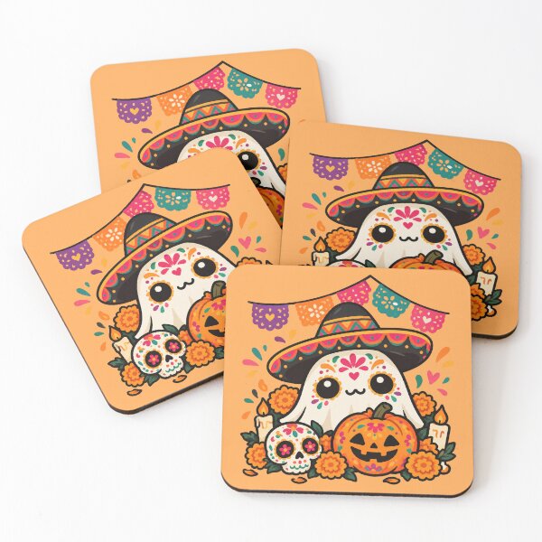 Item preview, Cute Sugar Skull Ghost – Colorful Day of the Dead Floral designed and sold by kstheladesigns.