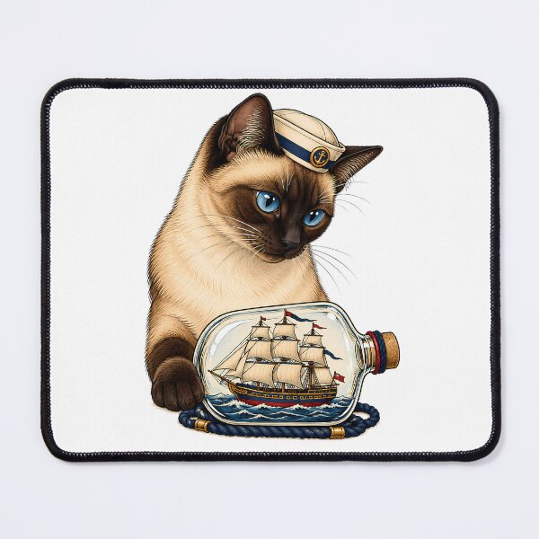 Item preview, Siamese Sailor Cat Ship Bottle Nautical designed and sold by Old's Cool Cat Studio.