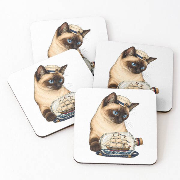 Item preview, Siamese Sailor Cat Ship Bottle Nautical designed and sold by Old's Cool Cat Studio.