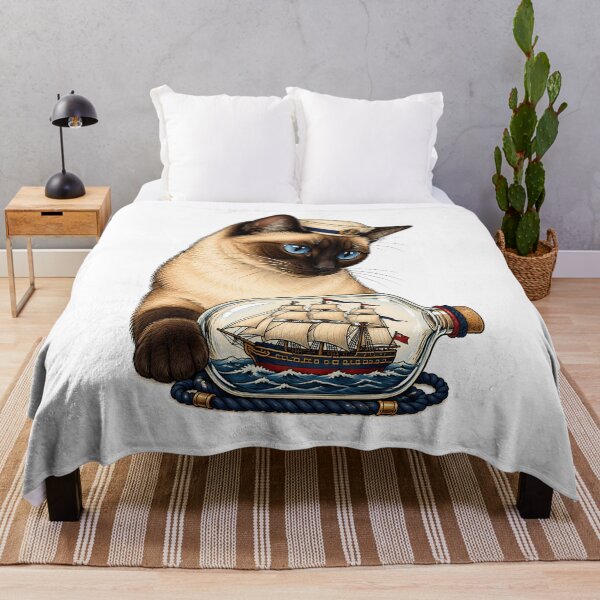 Item preview, Siamese Sailor Cat Ship Bottle Nautical designed and sold by Old's Cool Cat Studio.