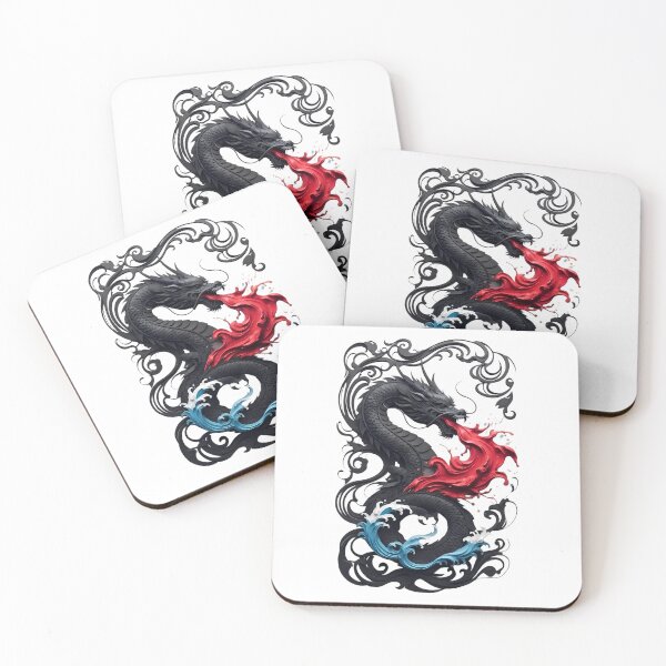Item preview, Japanese Black Dragon Breathing Red Fire designed and sold by Alexdreamerart.
