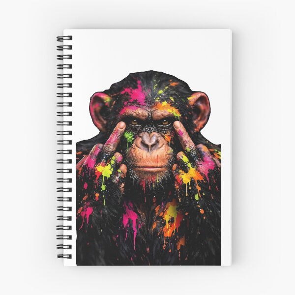 Item preview, Abstract Neon Chimp - Colorful Paint Splatter Monkey designed and sold by AetherNovus.