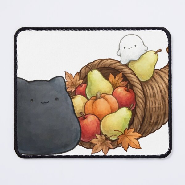 Item preview, Cute Black Cat Ghost Harvest Cornucopia Fall Halloween Kawaii Sticker designed and sold by xiaoxiaochibi.