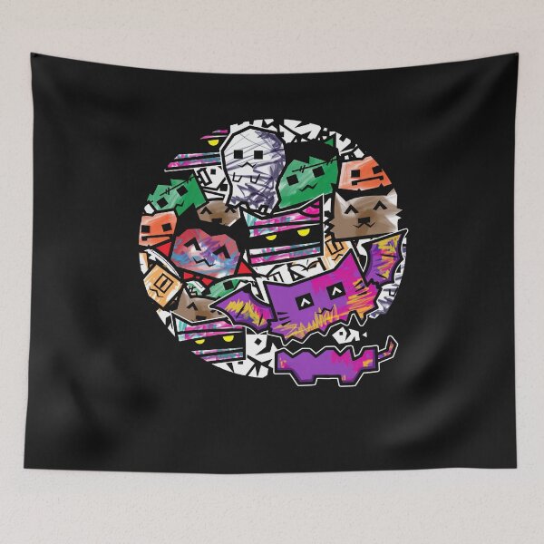 Item preview, Kawaii Spooky Halloween Cats Circle Doodle Pattern designed and sold by CarlaKaise.