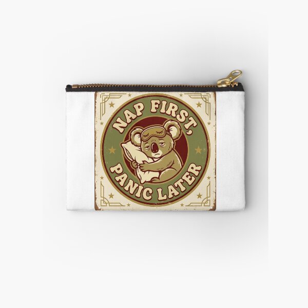 Item preview, Nap First Panic Later Retro Koala Badge Funny Sleepy designed and sold by Witt Art.
