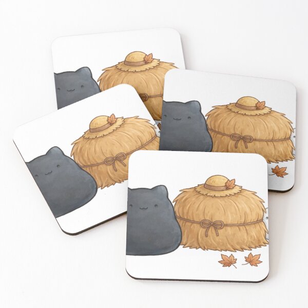 Item preview, Cute Black Cat Scarecrow Hay Bale Ghost Fall Halloween Kawaii Sticker designed and sold by xiaoxiaochibi.