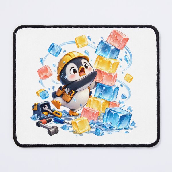 Item preview, Funny Penguin Ice Cube Repair Chaos Animal Illustration for Shirts Stickers Mugs and Gifts designed and sold by Oddly Tiny Zoo.