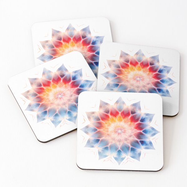 Item preview, Luminous flower mandala – Abstract flower in blue and red designed and sold by Nicole Bleck.