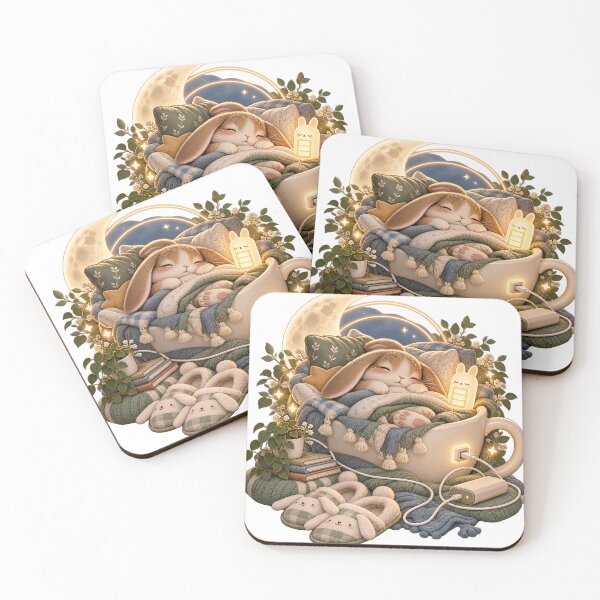 Item preview, Sleepy Rabbit Pillow Charging Station Animal Illustration for Shirts Stickers Mugs and Gifts designed and sold by The Tired Animal Club.