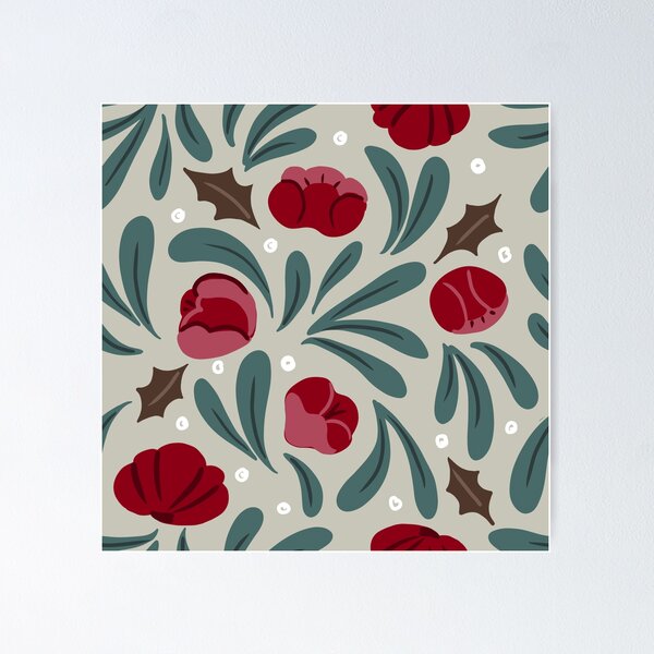 Item preview, Christmas Peonies - Red Flowers Pattern designed and sold by Anis Illustration.