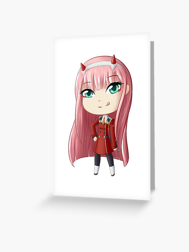 darling in the franxx 02 chibi fanart greeting card by ccolors redbubble redbubble