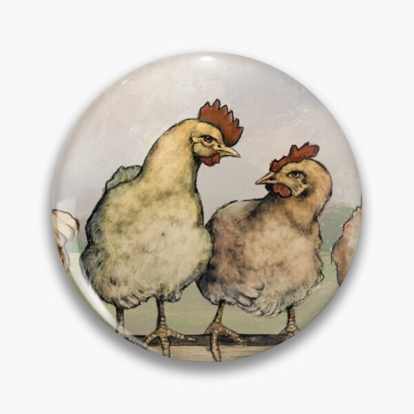 Item preview, Four Chickens, Hens on a Fence, Farm Scene, No. 2 designed and sold by JoyfulWhimsy.