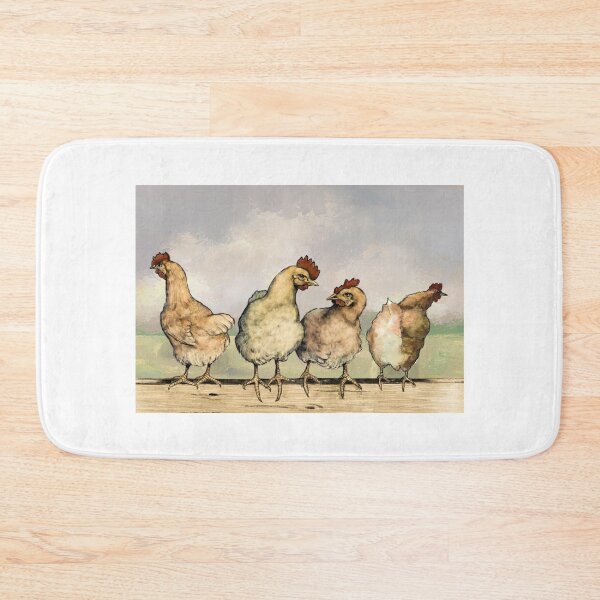 Item preview, Four Chickens, Hens on a Fence, Farm Scene, No. 2 designed and sold by JoyfulWhimsy.