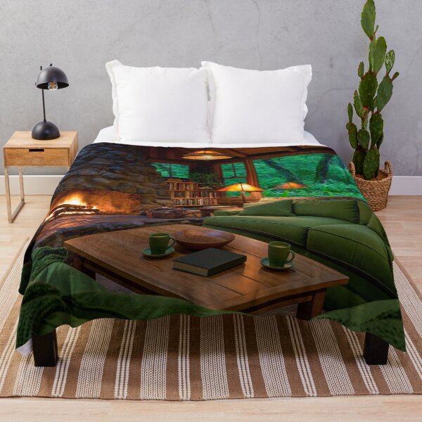 Item preview, Cozy Cabin Fireplace in Green Forest Digital Art designed and sold by EnhancedReality.