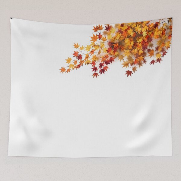 Item preview, Luminous Japanese Autumn – Glowing Maple (Momiji) Branch on White designed and sold by Jun-spirit-Arts.