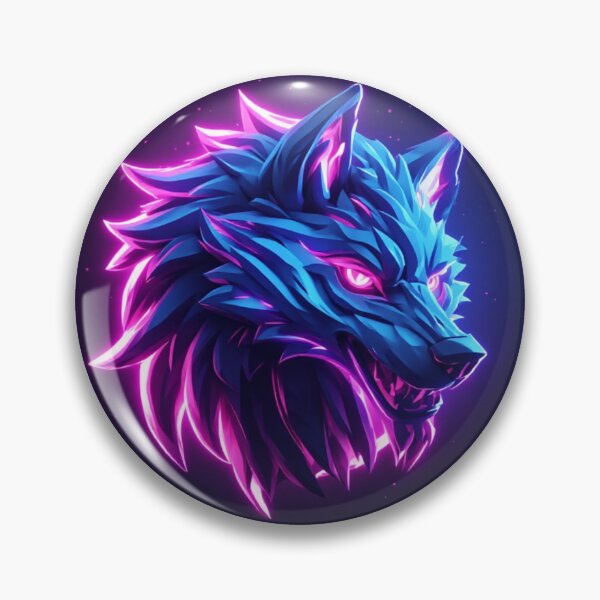 Item preview, Neon Blue Wolf Glowing Pink Eyes Cyberpunk Fantasy Art designed and sold by FusionCipher.