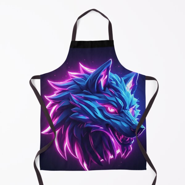 Item preview, Neon Blue Wolf Glowing Pink Eyes Cyberpunk Fantasy Art designed and sold by FusionCipher.