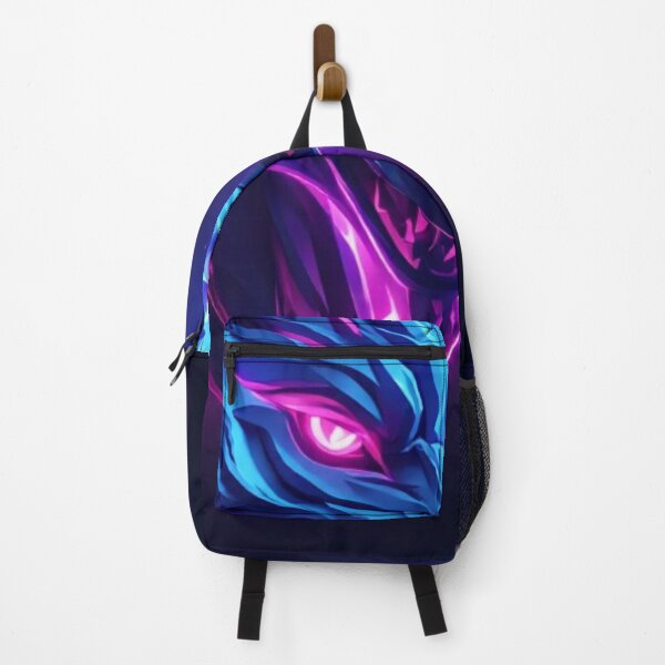 Item preview, Neon Blue Wolf Glowing Pink Eyes Cyberpunk Fantasy Art designed and sold by FusionCipher.