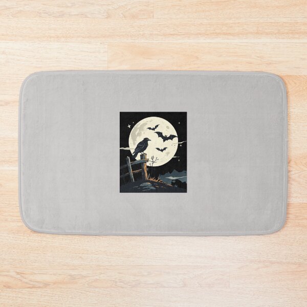 Artikelvorschau, Retro Halloween Crow & Bats Glowing Full Moon Spooky Design entworfen und verkauft von urmoments.