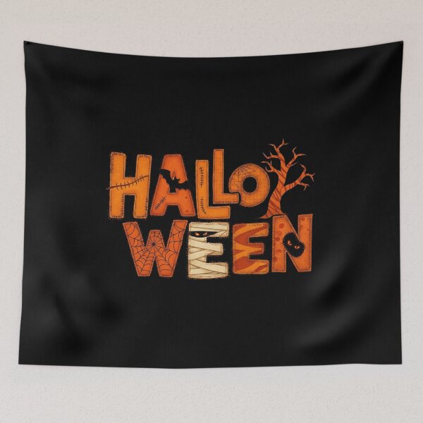 Item preview, Halloween Spooky Stitched Letters | Vintage Orange Halloween Art designed and sold by PlumArtDesign.
