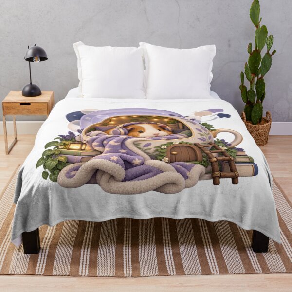Item preview, Sleepy Guinea Pig Introvert Reading Nook Animal Illustration for Shirts Stickers Mugs and Gifts designed and sold by The Tired Animal Club.