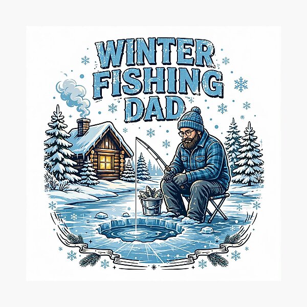 Item preview, Winter fishing Dad Ice Fishing Cabin Snow  designed and sold by Eddiediallo92.