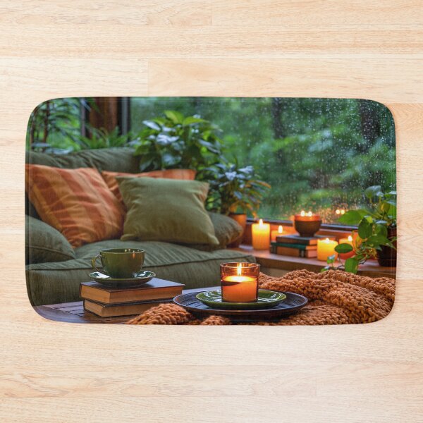Item preview, Candlelit Reading Nook on a Rainy Day Digital Art designed and sold by EnhancedReality.