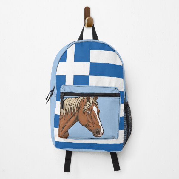 Item preview, The Aenos horse in front of the Greek flag designed and sold by Cheval-de-coeur.