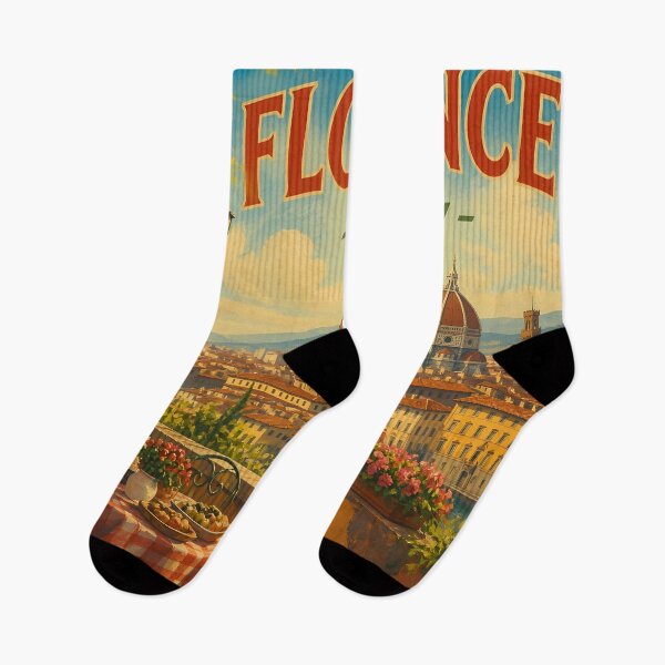 Item preview, Florence Italy – Vintage Duomo Terrace Travel Poster designed and sold by LSVart.