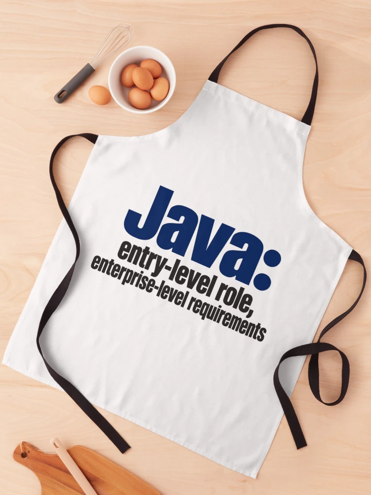 Thumbnail 1 of 6, Apron, Java Entry-Level Role Enterprise Requirements Funny Programmer Typography designed and sold by ThreadQuirk.