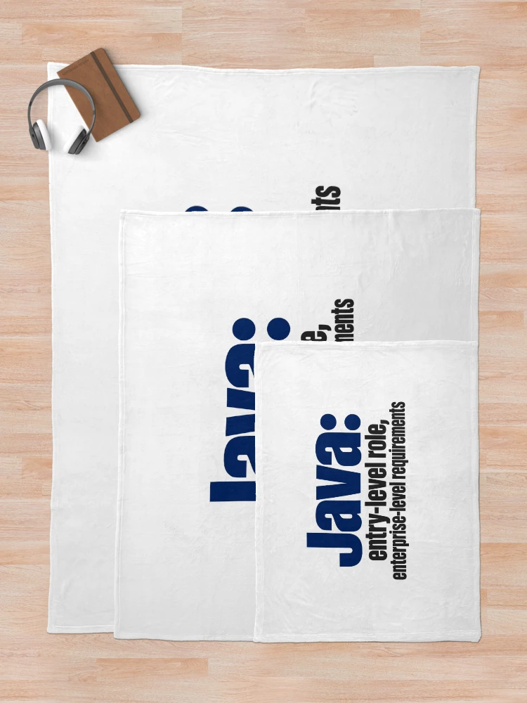 Thumbnail 5 of 6, Throw Blanket, Java Entry-Level Role Enterprise Requirements Funny Programmer Typography designed and sold by ThreadQuirk.