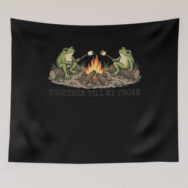 Item preview, Together Till We Croak Cute Frogs Camping Marshmallow Bonfire designed and sold by RamonaTeal.
