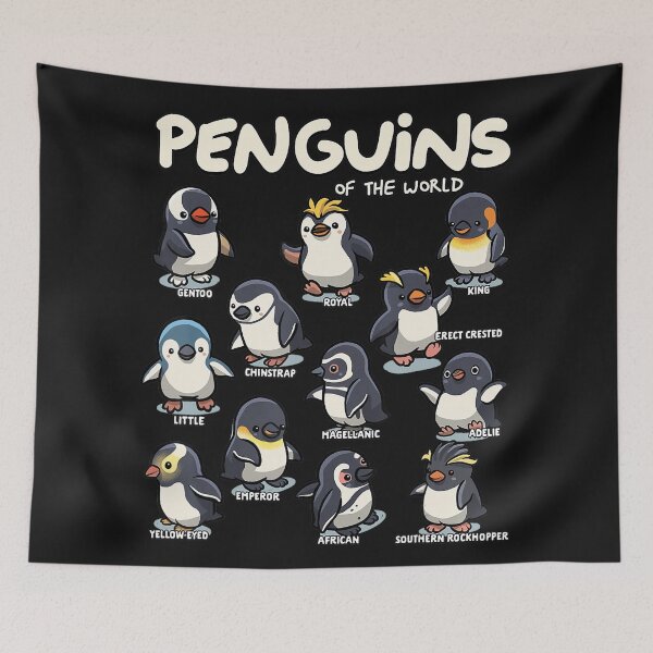 Item preview, Penguins Of The World Gentoo Royal King Little Chinstrap Erect Crested Magellanic Adelie Emperor African Yellow Eyed Southern Rockhopper Species Types designed and sold by Moscettakkk.