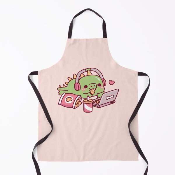 Item preview, Cute Dino Chilling With Snacks And Laptop designed and sold by rustydoodle.