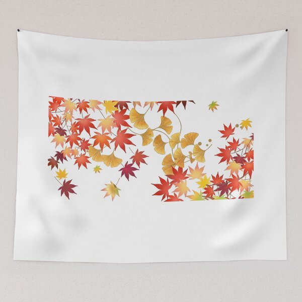 Item preview, Elegant Japanese Autumn Harmony – Momiji and Ginkgo Leaves on White designed and sold by Jun-spirit-Arts.